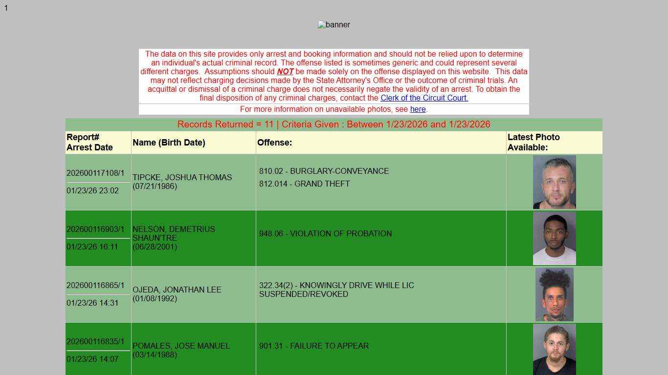 HCSO Arrests Public Records Results